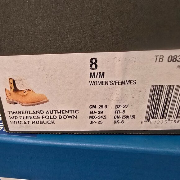 Timberland Authentics Teddy Fleece Fold Down Boots Wheat Nubuck Women's SZ 8 NEW - Picture 13 of 16